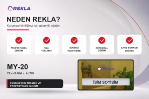 MY-20 Alüminyum Yaka İsimliği Rekla avantajları tanıtım görseli