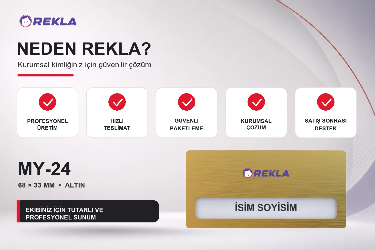 MY-24 Alüminyum Yaka İsimliği Rekla avantajları tanıtım görseli