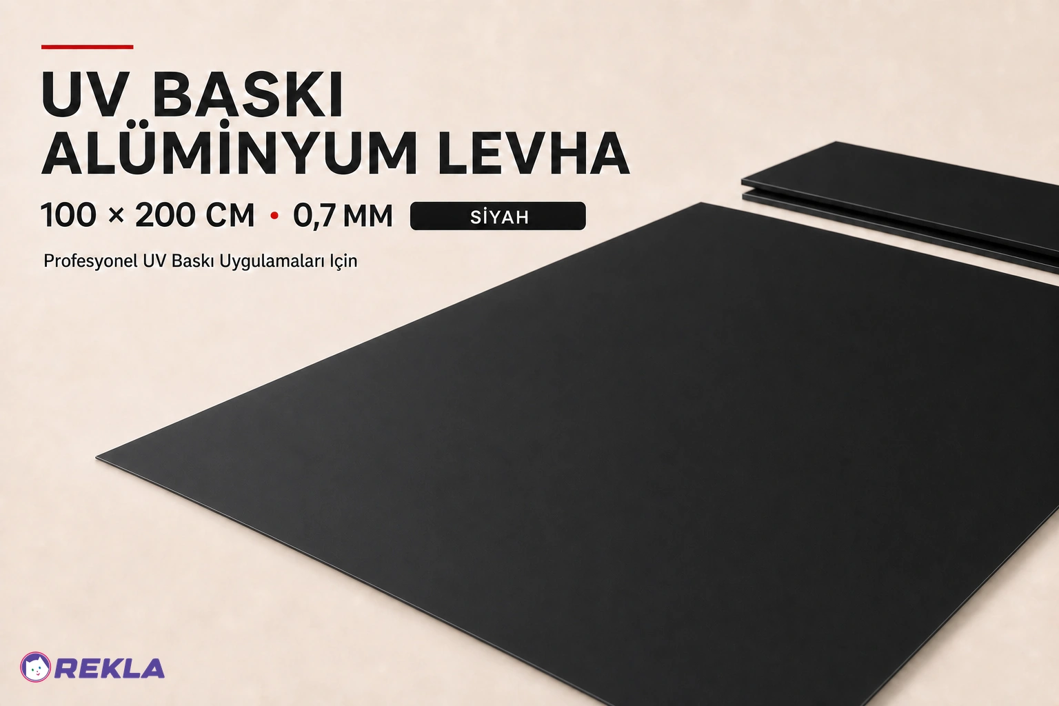 siyah UV baskı alüminyum levha 0,7 mm 100×200 cm ürün görseli