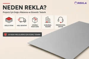 gri laklı UV baskı alüminyum levha 1 mm 100×200 cm Rekla avantajları tanıtım görseli
