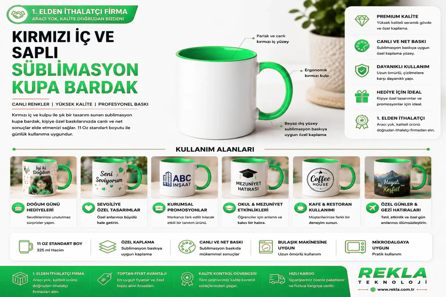 süblimasyon kupa yeşil teknik özellikleri